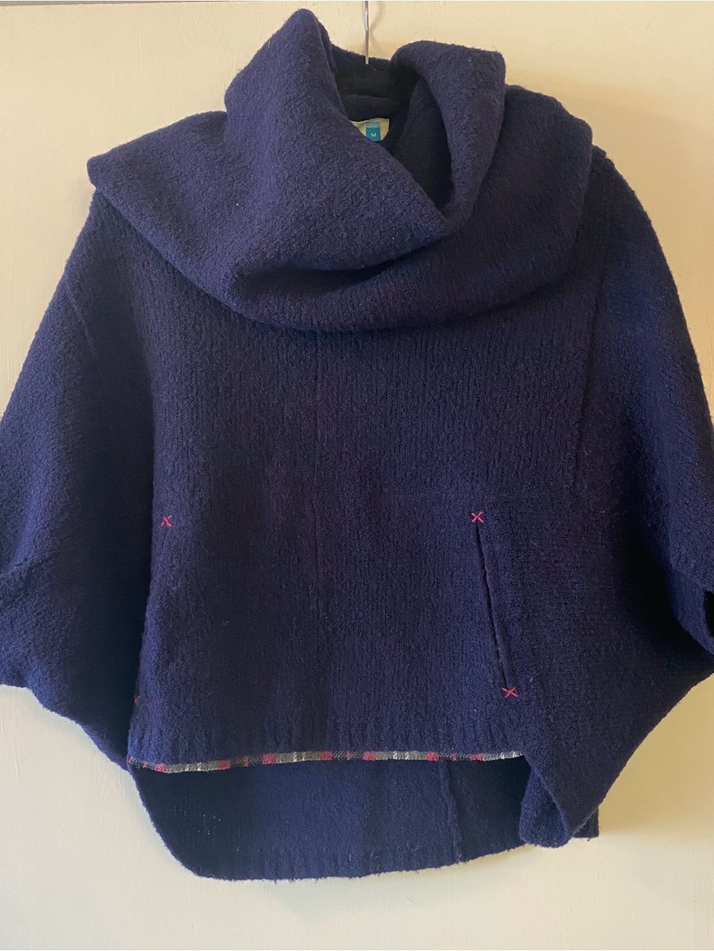 Sparrow Cowl Neck Sweater with Plaid Lined Pouch